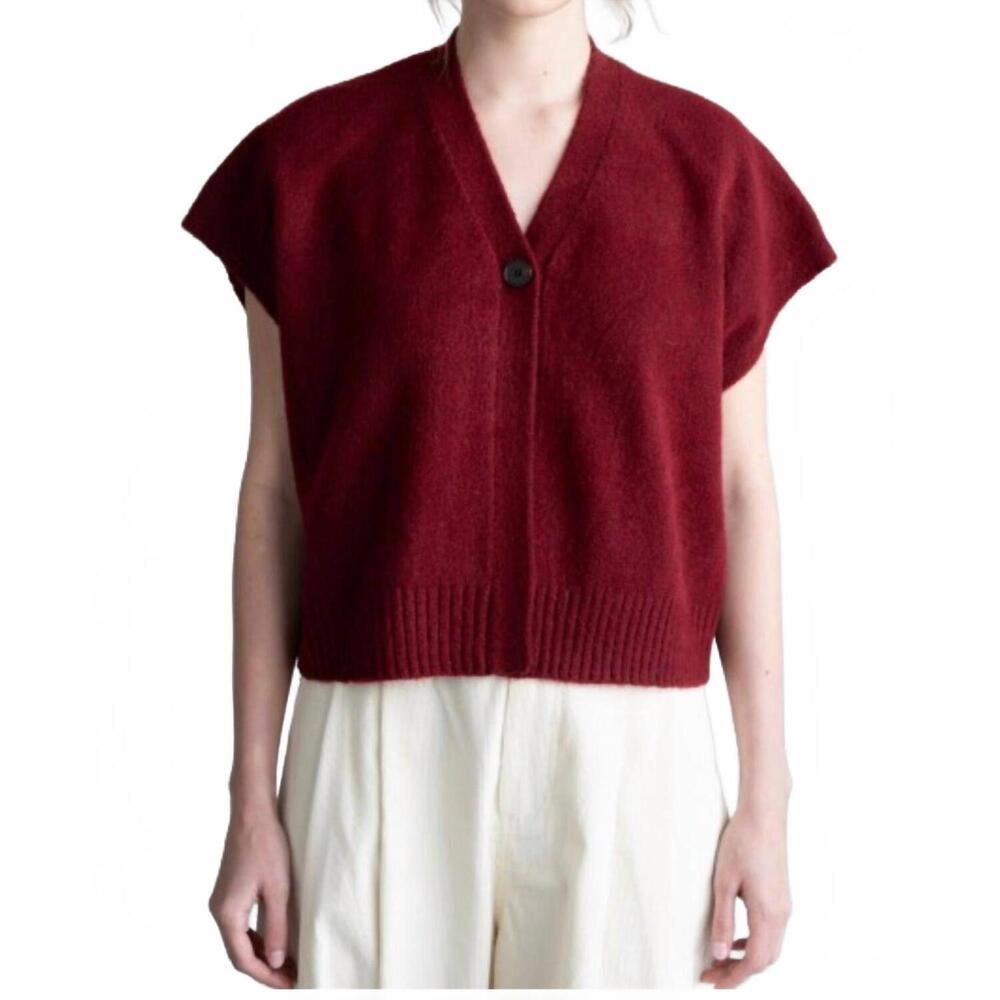 NEW ELLE GREY v neck sweater vest in burgundy